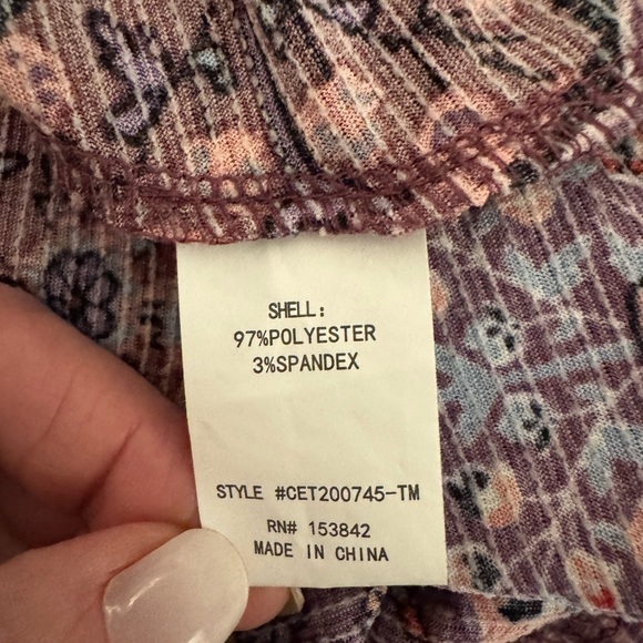 Melloday Floral Long Sleeve V-Neck Top Medium, stretchy purples size M - Picture 6 of 9